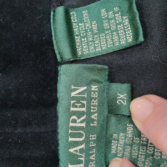 Lauren Ralph Lauren Pants Womens 2X Black Velvet Pull On Straight Leg Stretch - Picture 6 of 9